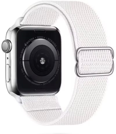 MY PROTECT - Nylon Bandje - Geschikt Voor Apple Watch Bandje - Series 1/2/3/4/5/6/7/8/9/10/11/SE/Ultra - 44mm - 45mm - 46mm - 49mm - Nylon Band - Wit