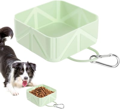 Hondenkom, inklapbare voederbak voor huisdieren, 500 ml, transporteerbare kom voor honden, katten, konijnen, boot, auto, outdoor-activiteiten, wandelen, kamperen, reizen-groen