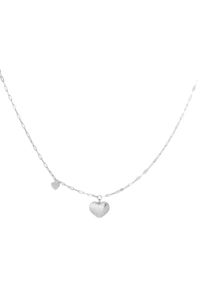 Schakelketting Dubbel hart - zilverkleurig- Collier- Ketting met hanger- Zilver- Stainless Steel- Cadeau voor haar- Cadeau tip