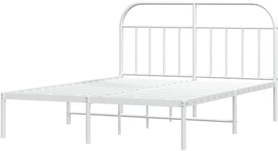 Metalen Bedframe - Ledikant Hoofdbord - Slaapkamer Inrichten - Robuuste Stalen Constructie - 183 x 213 cm - Wit