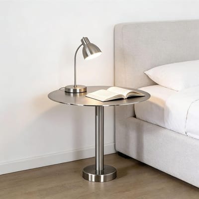 Ronde bijzettafel - Accenttafel draagbaar - Kleine ruimtes - Roestvrij staal - 40cm - Zilver