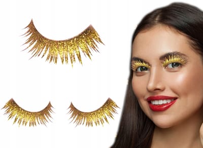 Faux Cils à Coller Dorés Nouvel An Réveillon Carnaval Enterrement de Vie de Jeune Fille Bal