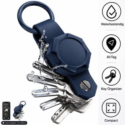 AirTag Sleutel Organizer Sleutelhanger - Multifunctioneel Air Tag Key Organizer Keychain Holder - Karabijnhaak Sleutelhouder - Sleuteletui - Karabijnsluiting Sleutelbos opberger - Auto Sleutel Hanger/Houder - 2 tot 6 Sleutels Case - Marineblauw