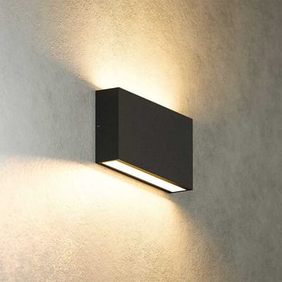 HOFTRONIC Otis M LED Wandlamp Dimbaar - 10 Watt 1320 Lumen - IP54 Waterdicht - 2700K Warm Wit - Binnen en buiten - Up & Down Light - Zwart - Modern