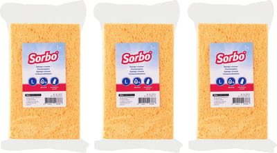 Sorbo viscose sponzen - 3x - schoonmaaksponzen - 16 cm - streeploos resultaat - huishoudelijke producten