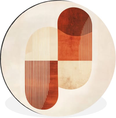 WallCircle - Wandcirkel - Muurcirkel - Bogen - Beige - Vormen - Aluminium - Dibond - 30x30 cm - Binnen en Buiten