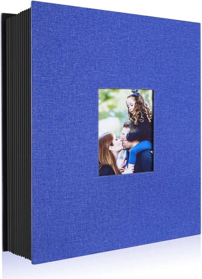 Fotoalbum 10 x 15 cm, 400 pagina's, linnen album voor verticale foto's in blauw