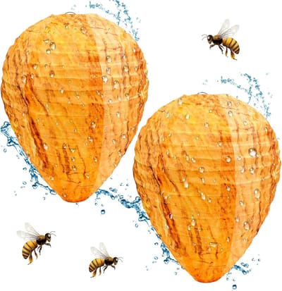 Wespennest Dummy - 2 Stuks - Waterdicht Wespenverjager - Waspinator - Wespenverschrikker - Wespen Verjagen - Wespenzak - Nep Wespennest - Tuin decoratie - Zonbestendig - Voor huis en tuin outdoor - Geel