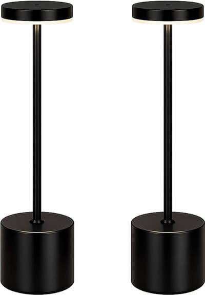 Tafellamp Oplaadbaar - 2 Stuks - 25 uur Brandduur - Draadloos - 34 cm - Zwart