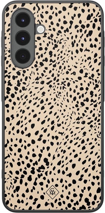 Casimoda® hoesje - Geschikt voor Samsung Galaxy A17 - Stippen bruin abstract - Zwart TPU Backcover - Gestipt - Bruin/beige