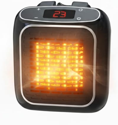 Elektrische Mini Heater - Wandverwarmer Compact - Ruimte Verwarmen - Digitale Thermostaat - 800 Watt - Zwart