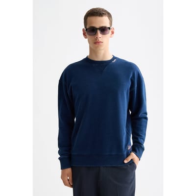 Scotch & Soda Indigo Crew Neck Sweat With Print Details Indigo Maat: M | Sweaters Outlet | Heren | Blauw