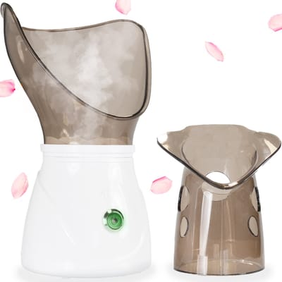 Gezichtsstomer 2-1 Set - Mee Eters Verwijderen - Blackhead Remover - Stoom Inhalator - Gezichtsreiniger Elektrisch - Gezichtssauna - Gezichtsverzorging Vrouwen / Mannen - Wit - Peach Beauty