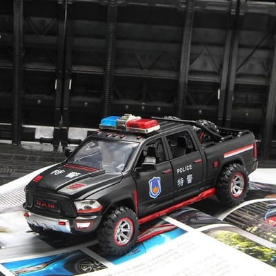1:32 Ram Truck Politieauto Pick-up Metalen Auto Model Voertuig Voor Jongens Kind Kinderen Speelgoed Hobby's Collectie