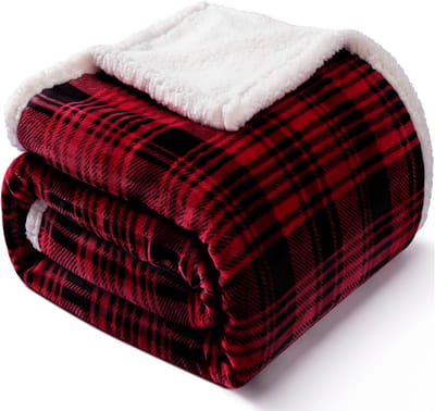 Extra Zachte Geruite Sherpa Fleece Deken - Warm en Pluizig Kleed voor Bank en Bed