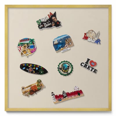 Tulup Magneetbord met Gouden Frame - Beige Magneetbord in Stijlvolle Kleuren - 50 cm x 50 cm - Lichtbeige kleur - Magnetisch Wandbord - Magnetisch Bord Kindvriendelijk - Memobord Magnetisch