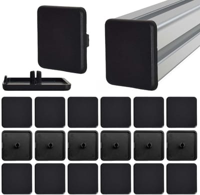 Aluminium Profiel Eindkap 40 x 40 mm, Beschermende Plastic Caps voor Vierkante Buizen, Accessoires voor Profielen (20 Stuks, Zwart)