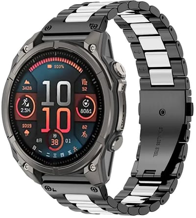 Strap-it Premium Stalen band geschikt voor Garmin Fenix 9 (Pro) 47mm - Fenix 8 (Pro-E-47mm) - Fenix 7 (Solar-Pro) - 6 (Solar-Pro) - Fenix 5 (Plus) / Forerunner 970 - 965 - 955 - 945 - 935 - 745 / Quatix 8 - 7 - 6 - 5 - Zwart/Zilver