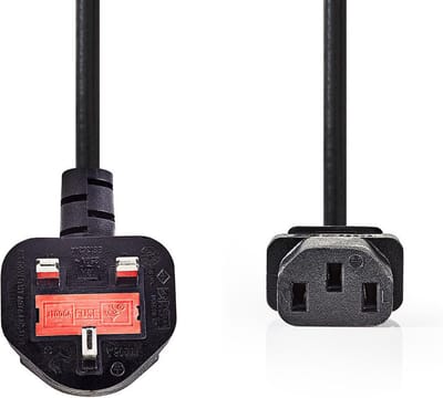 Nedis Stroomkabel - UK Male - IEC-320-C13 - Gehoekt - Recht - Vernikkeld - 2.00 m - Rond - PVC - Zwart - Label