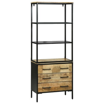 vidaXL - Highboard - met - lade - Bruin - 70 - x - 35 - x - 180 - cm - Massief - Mango - Hout