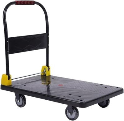 Kunststof Rolwagen - Transportwagen Opvouwbaar - Materiaal Verplaatsen - Stille Wielen - 75x48cm - Zwart