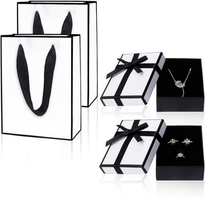 Solidchoice - Set van 2 Kleine Cadeauboxen met Deksel en 2 Cadeautassen