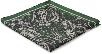 Virtuo | Donkergroene zijden pochet met paisleymotief