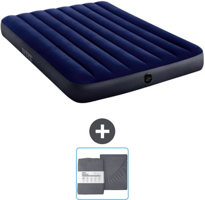 Intex Luchtbed - Twijfelaar - 137 x 191 x 25 cm - Blauw - Inclusief en Hoeslaken