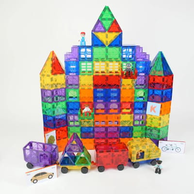 Gladi Magnetic Tiles 500-delige Schoolbox - Magnetische Tegels - Magnetisch Speelgoed - Magnetische Bouwstenen - STEM Educatief Speelgoed 3 t/m 12 Jaar - Constructiespeelgoed - Magneten Speelgoed