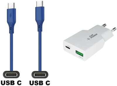 25W super snellader met 2 poorten + 1,0m USB C naar C kabel. Universele PD PPS lader. Compacte GaN oplader adapter past op Samsung Galaxy S10, S10e, S20, S21, S22, S23, S24, S25, S26 (Edge, FE, Lite, Plus +, Ultra)