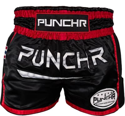 PunchR™ Muay Thai Short Super Mesh Zwart Rood - XS