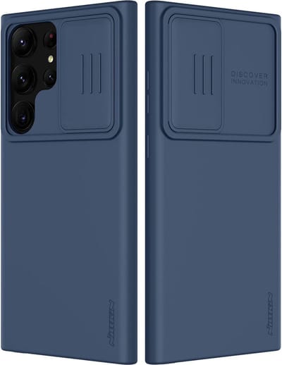 Telefoonhoesje geschikt voor Samsung Galaxy S23 Ultra - Nillkin CamShield Silconen case - Blauw