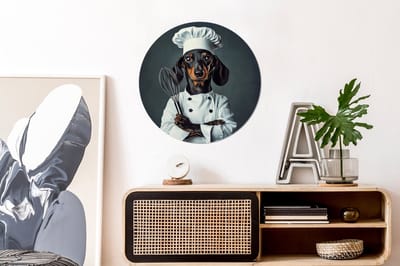 WallCircle - Wandcirkel - Muurcirkel - Hond - Garde - Kok - Aluminium - Dibond - 60x60 cm - Binnen en Buiten