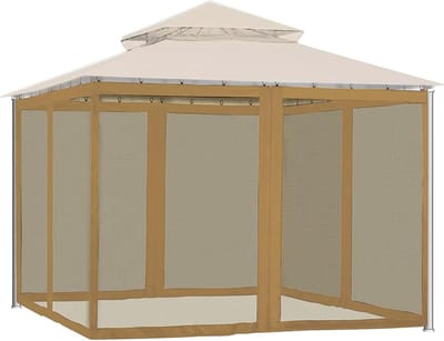 Mosquito Net voor Tuin- en Patio Gazebo, 4 Panelen, Privacygordijn en Insectenwering (300x300x220cm)