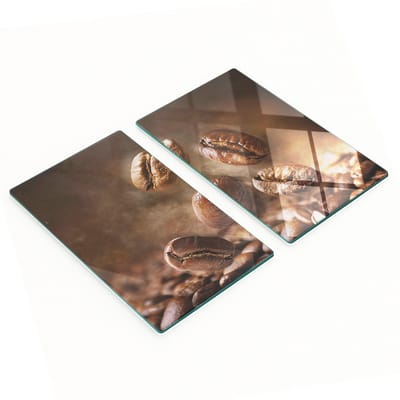 Stijlvolle en duurzame glazen borden met print van koffiebonenrook, 2x30x52 cm