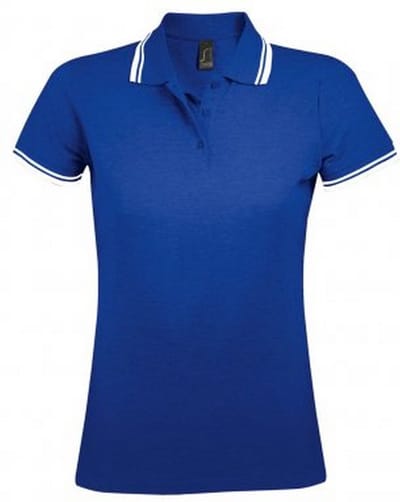 SOLS Dames/dames Pasadena getipt korte mouw Pique Polo Shirt (Koninklijk/Wit)