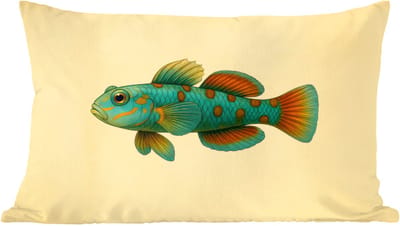 Sierkussens - Kussentjes Woonkamer - 60x40 cm - Vis - Blauw - Stippen - Schubben