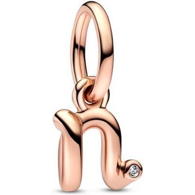 Pendentifs Lettres A-Z 26 Pièces Plaqué Or Rose Perles Idéal Pour Bracelet Serpent Original Collier Perles Pour Bijoux DIY Cadeau Femme beige