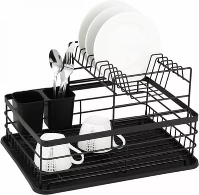 Top Choice - Luxe Afdruiprek met bestekkorf en lekbak - Droogrek - Afdruiprek - 43 x 29 x 27 cm