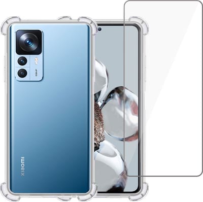 Hoesje geschikt voor Xiaomi 12T + Screenprotector – Tempered Glass - Extreme Shock Case Transparant