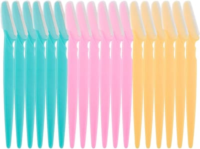 Dailygoods- Wenkbrauwscheermesjes 18 stuks - Roestvrij Stalen Mesjes - Veiligheidsscheermesje - Gevoelige Huid Bescherming - Inclusief Dubbele Wenkbrauwkwast - Scheermesjes