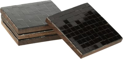 J-Line onderzetter Mozaïek - glas - zwart - doos van 4