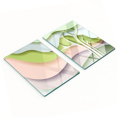 Stijlvolle en duurzame glazen borden met abstracte boomprint 2x40x52 cm
