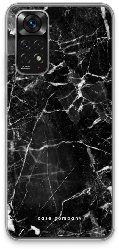 Case Company® - Hoesje geschikt voor Xiaomi Redmi Note 11 hoesje - Zwart Marmer - Soft Cover Telefoonhoesje - Bescherming aan alle Kanten en Schermrand