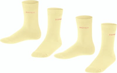 Foot Logo 2-Pack Sokken voor meisjes en jongens dun zacht mid-rise ondoorzichtig biologisch zonder motief set Katoen Multipack Geel Kinderen sokken - Maat 23-26
