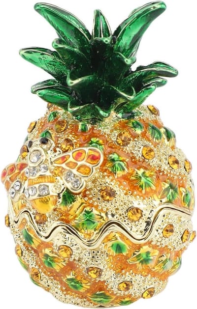 Emaille Sieradendoosje - Handbeschilderd Juwelendoosje - Sieraden Opbergen - Met Kristallen - 10x8x7 cm - Multicolor