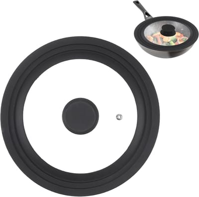 Universele Deksel voor Pannen en Potten van 28/30/32 cm, Tempered Glas met Siliconen Rand en Stoomgaatje, Hittebestendig en Veelzijdig Gebruik