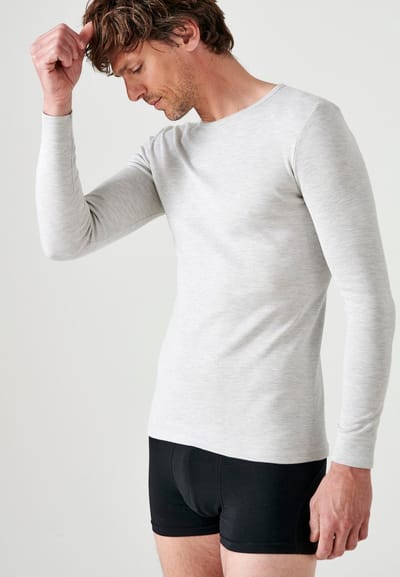 Damart - T-shirt met ronde hals van klassiek gebreide Thermolactyl-stof - Heren - Grijs - XXL