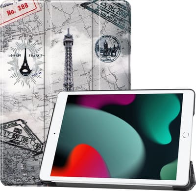 Hoesje Geschikt voor Apple iPad 8 (2020) - 10.2 inch - 8e Generatie - Dun & Stevig - Trifold Bookcase - Hard Cover - Hardcover Book Case - Tablet Hoes - Eiffeltoren