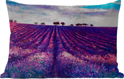 Buitenkussens - Schilderij - Lavendel - Bloemen - Olieverf - Natuur - 60x40 cm - Weerbestendig